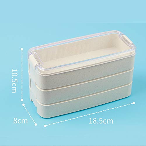 Bento Box a Prueba de Fugas,Bento Box de Estilo Japonés,Lonchera de Silicona, Lonchera con Compartimentos,Creative Bento Box,con Cubiertos,Adecuado para Estudiantes,Camping,Picnic (Beige, 3 Pisos)