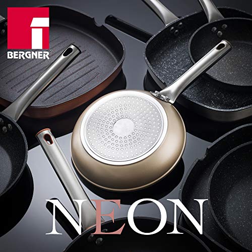 BERGNER PK2357 Batería de cocina 5 piezas acero inoxidable y set 2pcs sartenes 20/30 champagne, aluminio forjado, inducción