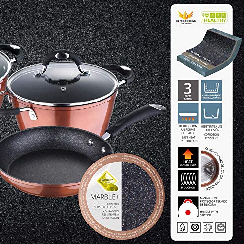 BERGNER Q2916 Set 7pc batería de cocina aluminio forjado, inducción, Marrón