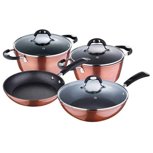 BERGNER Q2916 Set 7pc batería de cocina aluminio forjado, inducción, Marrón