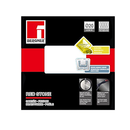 Bergner Red Stone Sartén en Aluminio Forjado, Negro, 20 x 4.5 cm