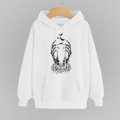 Berimaterry Halloween Mujer Corta Sudadera con Capucha Chica Deportivo Impresión Chaqueta Hoodies Suéter Tallas Grandes Empalme Impresión de Letras Manga Larga Tops Camisa Camiseta Pullover