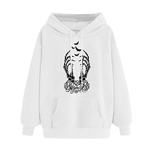 Berimaterry Halloween Mujer Corta Sudadera con Capucha Chica Deportivo Impresión Chaqueta Hoodies Suéter Tallas Grandes Empalme Impresión de Letras Manga Larga Tops Camisa Camiseta Pullover