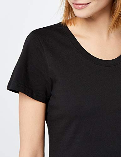 Berydale Camiseta de manga corta de mujer, con cuello redondo, pack de 3, Negro, M