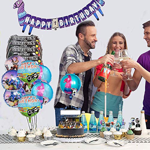 BESLIME 12 Packs Video Game Party Balloons, 23.6 x 15.7 Inch Game on Balloons Video Game Controller Aluminum Foil Balloon for Birthday Party and Game Party Decoration