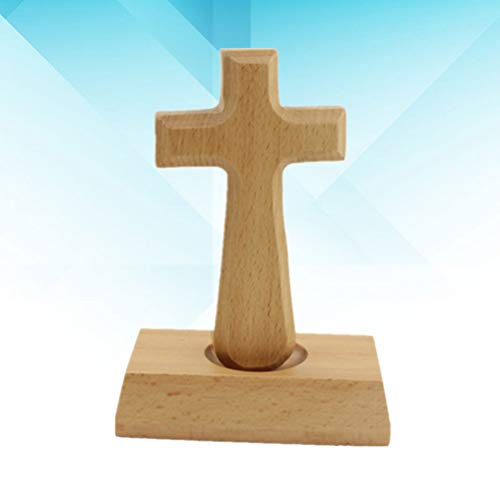 BESPORTBLE Cruz de Madera Decoraciones de Mesa Rústico Cruz Ornamento Católico Religioso Coleccionable Decoración del Hogar Idea de Regalo para Cumpleaños Bodas de Pascua