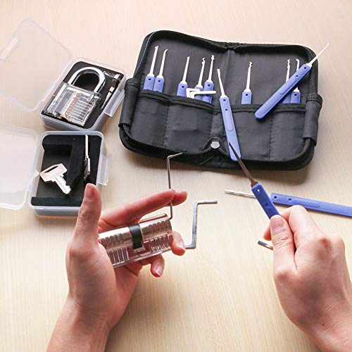 Bestcool Cerraduras de entrenamiento, herramientas para abrir cerraduras de 12 piezas con 6 bolsas transparentes de práctica para candado y cavas, kit de cerradura profesional