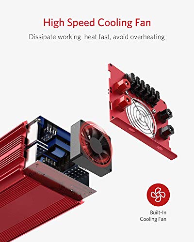 BESTEK Inversor 12v a 220v 2000w Onda Sinusoidal Modificada Transformador de 12V a 220V Pico Potencia 4600w con 2 Enchufes Universal con 4 Pinzas de Cocodrilo para Conexión a la Batería