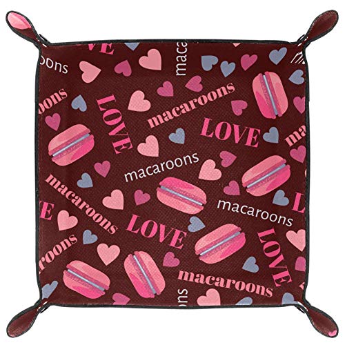 BestIdeas Cesta de almacenamiento cuadrada 20,5 x 20,5 cm, con diseño de macarrones rosa amor, caja organizadora sobre mesa para el hogar, oficina, dormitorio