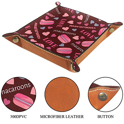 BestIdeas Cesta de almacenamiento cuadrada 20,5 x 20,5 cm, con diseño de macarrones rosa amor, caja organizadora sobre mesa para el hogar, oficina, dormitorio