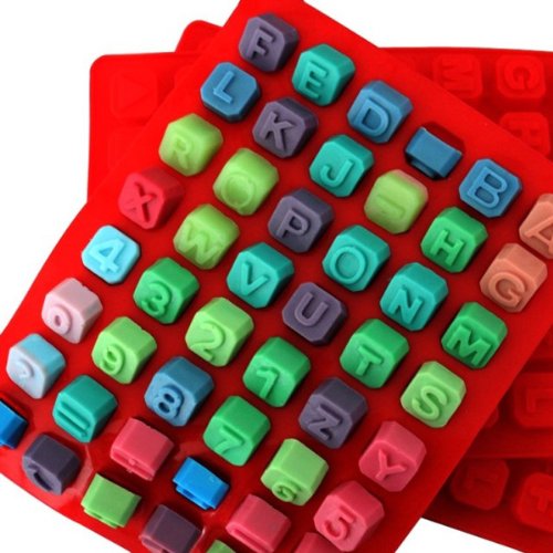 BestOfferBuy Cubeta Molde En Silicona Cubos de Hielo De Letras Alfabeto Inglés Y Números