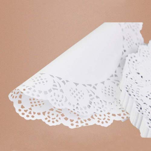 BESTOMZ 100 piezas Blonda Papel de Doilies encaje para tartas de boda Blanco 6.5 pulgadas