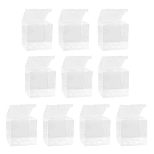 BESTonZON 10 Piezas de plástico Transparente Caja de Embalaje de PVC Transparente Caja de Manzana de Caramelo para Regalo de Boda (5x5x5cm)