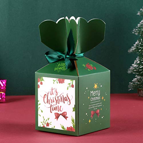 BESTONZON 12 cajas de papel para regalo de Navidad para cupcakes o caramelos de Navidad, cajas de manzana, cajas de caramelos, 3 unidades de cada color, papel, 4 colores., Talla 1
