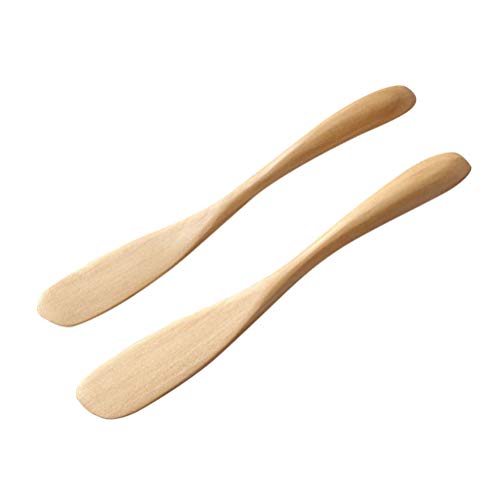 BESTONZON 2 UNIDS De Madera Cuchillo De Mantequilla Pastelería De Crema De Queso Mermelada Esparcidores Decoración De Pasteles Para Hornear Herramientas