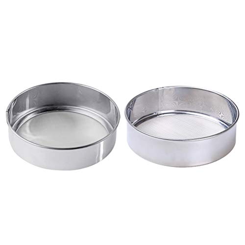 BESTonZON 2 Unids Malla de Acero Inoxidable Tamiz de Harina Tamices de Malla Redonda de Polvo de Cocina Herramientas de Cocina