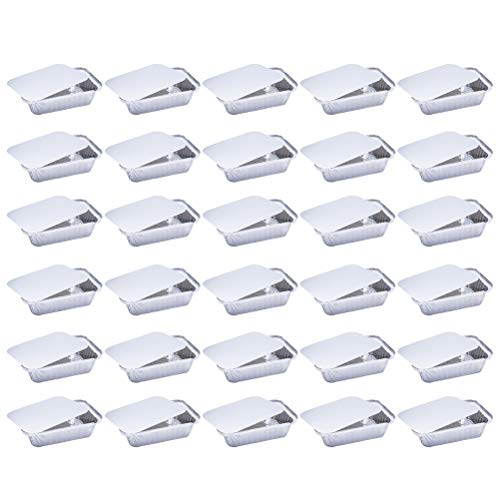 BESTonZON Bandejas Grandes Desechables de Papel de Aluminio con Tapa para Horno Profundidad Media 30 Unidades 650 ml