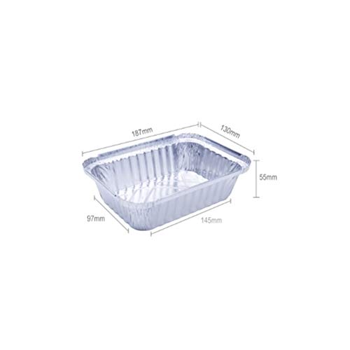 BESTonZON Bandejas Grandes Desechables de Papel de Aluminio con Tapa para Horno Profundidad Media 30 Unidades 650 ml