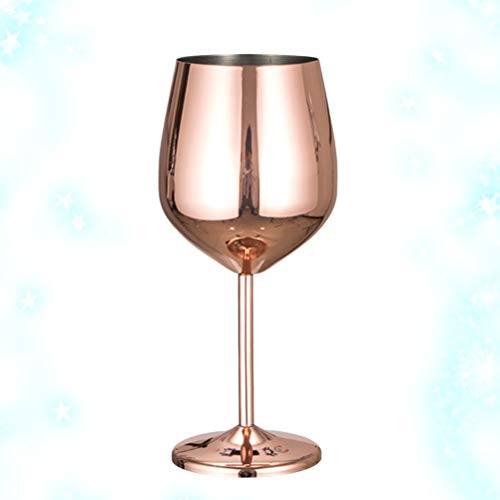 Bestonzon - Copas de vino con tallo de acero inoxidable irrompibles con copas de vino (chapado en cobre)