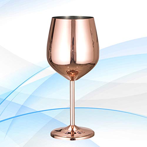 Bestonzon - Copas de vino con tallo de acero inoxidable irrompibles con copas de vino (chapado en cobre)