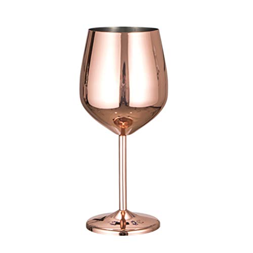 Bestonzon - Copas de vino con tallo de acero inoxidable irrompibles con copas de vino (chapado en cobre)