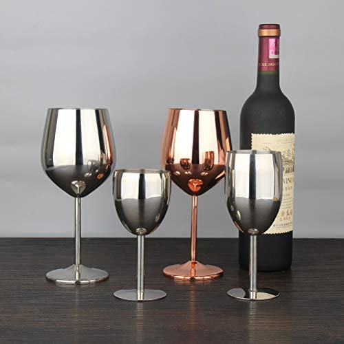 Bestonzon - Copas de vino con tallo de acero inoxidable irrompibles con copas de vino (chapado en cobre)