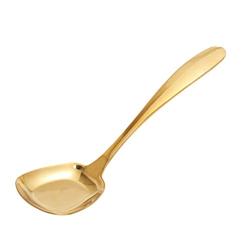 BESTONZON - Cuchara grande de acero inoxidable para servir postres, helados, nata, café, té (dorado, grande)