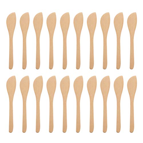 BESTONZON - Cuchillos de mantequilla, queso, postre, peladores de mermelada, de madera, utensilios de cocina, cubiertos, 20 unidades