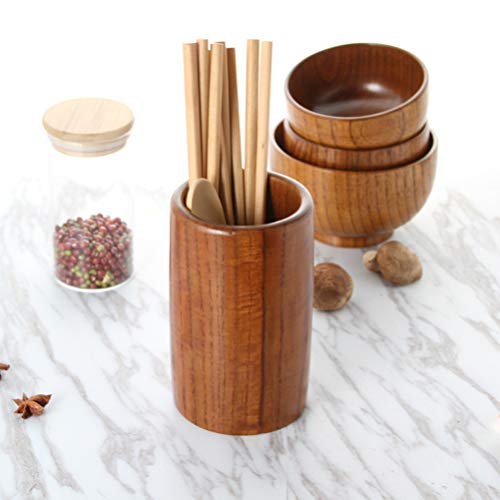 BESTonZON Soporte para Utensilios de Cocina de Bambú Organizador de Cocina para Tenedores Cubiertos Palillos Cuchara
