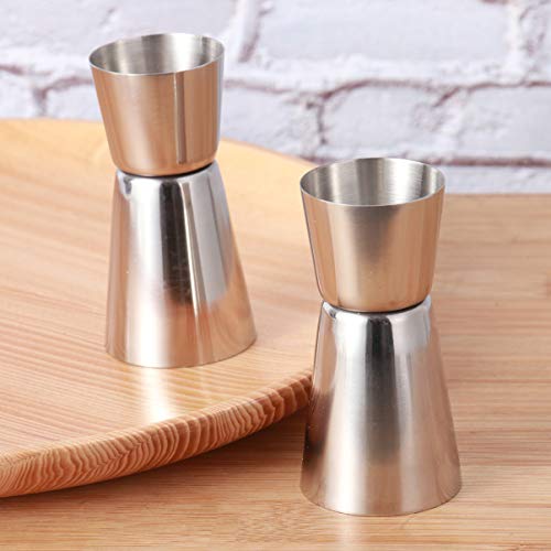 BESTonZON Vaso de Onza de Medidora de Doble Cabeza de Acero Inoxidable para Bebida Vino Cóctel (40 / 20ml, Medio) 2 Pcs