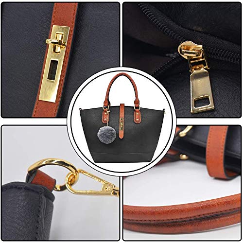 BestoU Bolsos de Mujer Cuero Bolso Bandolera Tote Grande De Hombro Bolsos PU (Negro)