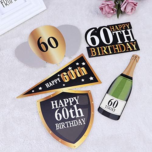 BESTOYARD DIY Photocall Apoyos del Fotomatón Comunion Divertido Decoracion para Fiesta Cumpleaños de 60 Años 24 Piezas