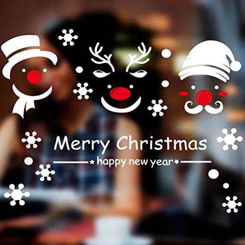 BESTOYARD Navidad Pegatinas de la Pared calcomanías Pared Navidad Ventana se aferra Fiesta Fiesta Favor muñeco de Nieve Reno Santa Claus Feliz año patrón