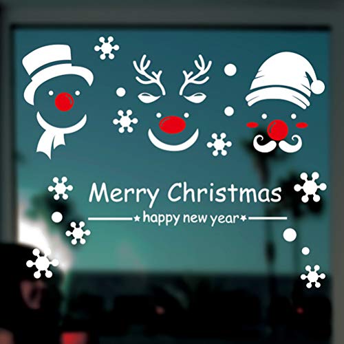 BESTOYARD Navidad Pegatinas de la Pared calcomanías Pared Navidad Ventana se aferra Fiesta Fiesta Favor muñeco de Nieve Reno Santa Claus Feliz año patrón