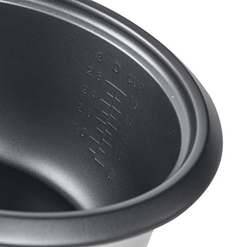 Bestron Olla Arrocera Grande con Recipiente de Cocción al Vapor y Función de Retención de Calor, 1 Litro, 400 Vatios, Acero Inoxidable