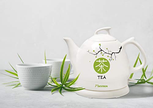 Bestron Tetera Hervidora de Agua, Diseño Asiático, Asia Lounge, 1800 W, 0.8 litros, cerámica