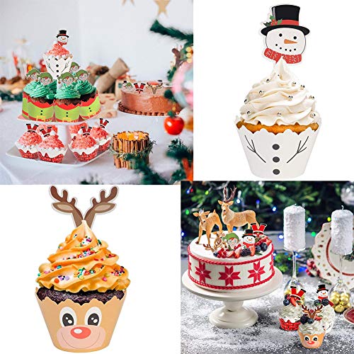BESTZY 192pcs Navidad Toppers Envolturas Magdalena con Diseño Navideño para La Decoración Pasteles Fiesta Navidad