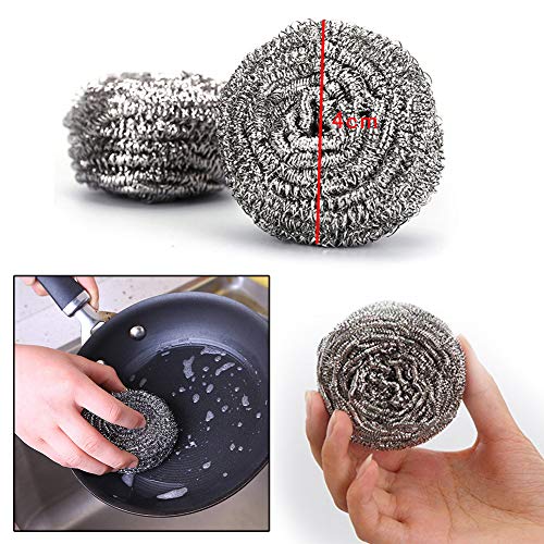 BESTZY - 20 piezas de estropajos de acero inoxidable en espiral, limpios para cocina, herramientas de limpieza