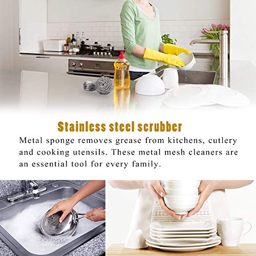 BESTZY - 20 piezas de estropajos de acero inoxidable en espiral, limpios para cocina, herramientas de limpieza