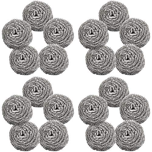BESTZY - 20 piezas de estropajos de acero inoxidable en espiral, limpios para cocina, herramientas de limpieza