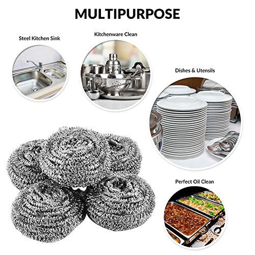 BESTZY - 20 piezas de estropajos de acero inoxidable en espiral, limpios para cocina, herramientas de limpieza