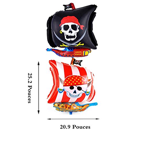 BESTZY 30 Piezas Decoraciones de Fiesta de Cumpleaños Pirata, Globos de Aluminio Globos Rojos y Negros Artículos de Fiesta Pirata para Decoración de Fiesta de Cumpleaños Infantil
