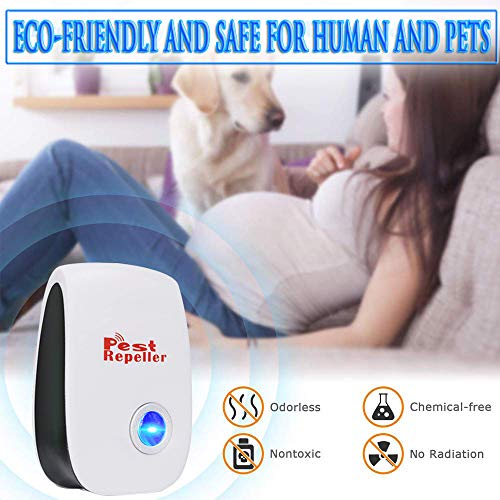 BESTZY Repelente Ultrasónico Mosquitos Control de Plagas para Las Moscas,Cucarachas,Insectos Antimosquitos Extra Fuerte para Interiores (4-Pack)