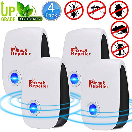 BESTZY Repelente Ultrasónico Mosquitos Control de Plagas para Las Moscas,Cucarachas,Insectos Antimosquitos Extra Fuerte para Interiores (4-Pack)