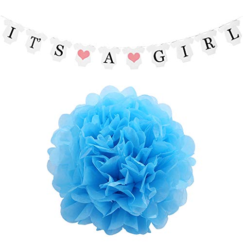 Besylo Gender Reveal Party, 46pcs Baby Shower Decorations,con pancarta de niño o niña, globo de confeti que revela el género del bebé, accesorios para fotos, adornos para cupcakes y pegatinas (niño)