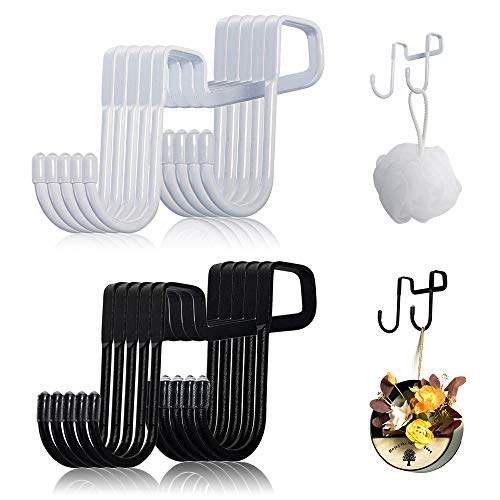 Besylo S ganchos, Ganchos en Forma de S,10pcs Ganchos en Forma de S de Acero Inoxidable para ropa, utensilios de cocina, utensilios, herramientas de jardinería (blanco, negro)