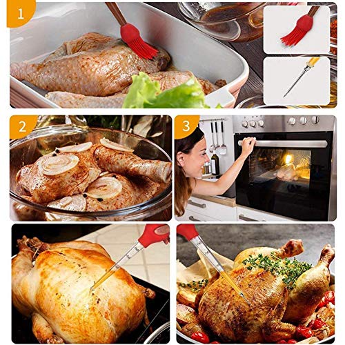 BETOY Turquía jeringa de cocina juego de 4, grado comercial calidad FDA silicona bombilla incluida carne arinade Inyector aguja con barbacoa pincel y cepillo de limpieza - Jeringa de Cocina