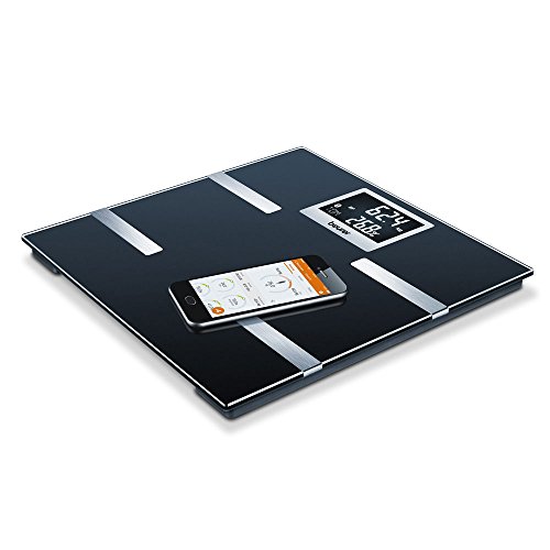 Beurer BF 700 - Báscula de baño diagnóstica Bluetooth, compatible con App en español Health Manager, pantalla LCD grandes dígitos (2.3 cm), 2 electrodos, color negro