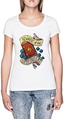 Beware of The Smiling Dungeon Master Blanco Camiseta Mujer Manga Corta White T-Shirt Women's
