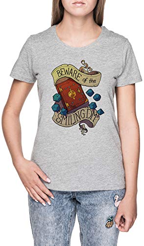 Beware of The Smiling Dungeon Master Gris Camiseta Mujer Manga Corta Grey T-Shirt Women's